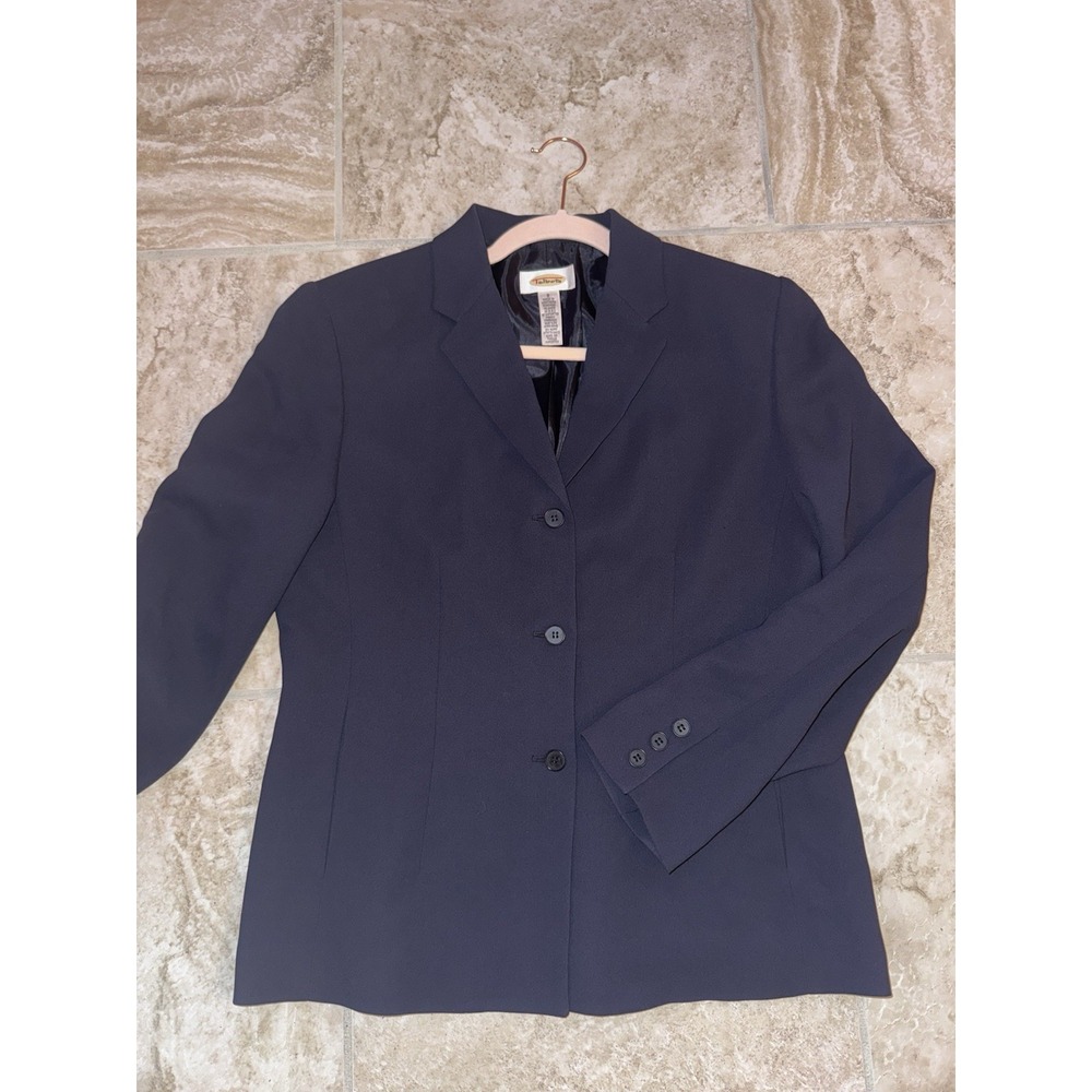 Woman's Talbots DARK‎ NAVY BLUE Rayon Blend Blazer Size 8